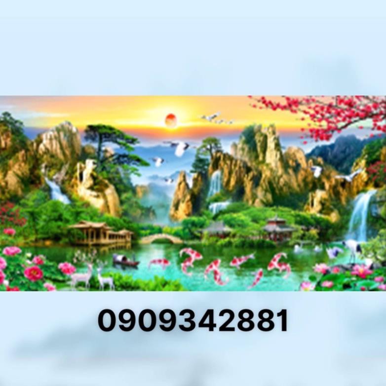 Tranh dính đá LƯU THỦY SINH TÀI 160*75 - DD9427