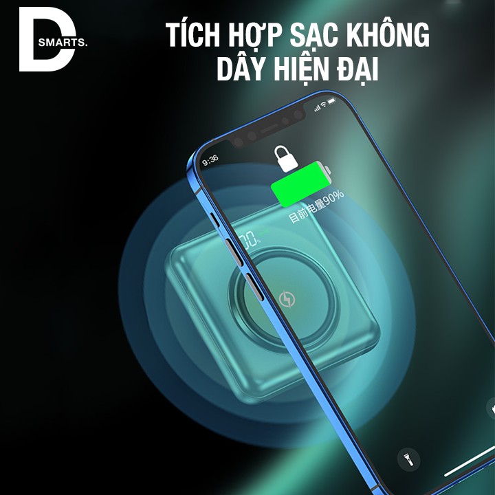 Sạc dự phòng 10000mAh tích hợp sạc không giây và 4 cổng sạc ( usb, type-c, mrico, iphone )