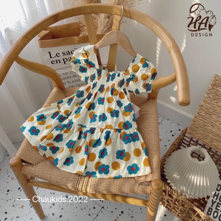 Váy thô hàn chun ngực bé gái