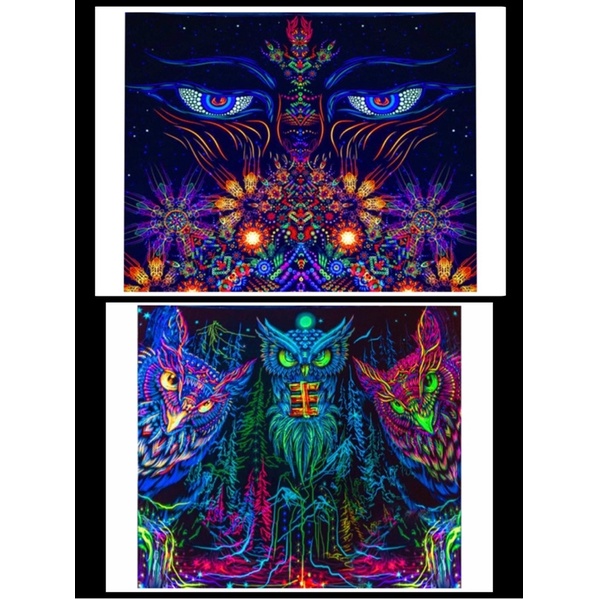 Thảm treo tường Khăn trải bài Tarot Họa tiết dạ quang 95x73cm