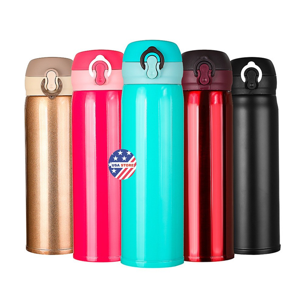 Bình Đựng Nước Giữ Nhiệt Nóng Lạnh Inox 304 Cao Cấp NẮP BẬT T15 - 500ml (Một Màu)