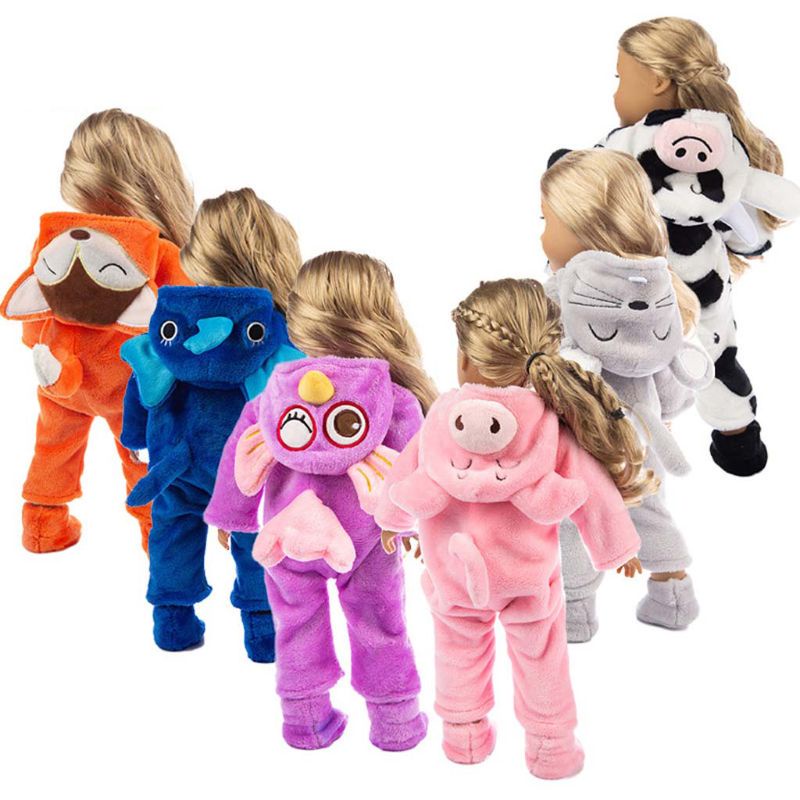 Bộ Đồ Ngủ Pijama Màu Xám In Họa Tiết Dễ Thương Thời Trang Mùa Đông Cho Bé Trai / Gái 18 Inch