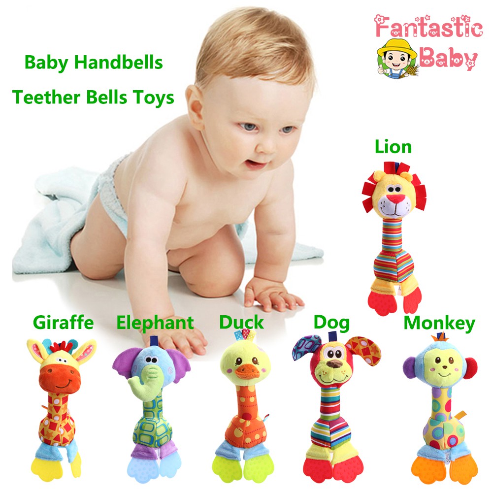 Newborn Baby Infant Soft Animal Rattles Handbells Teether Developmental Bed Bells Toys Baby Bed Toy