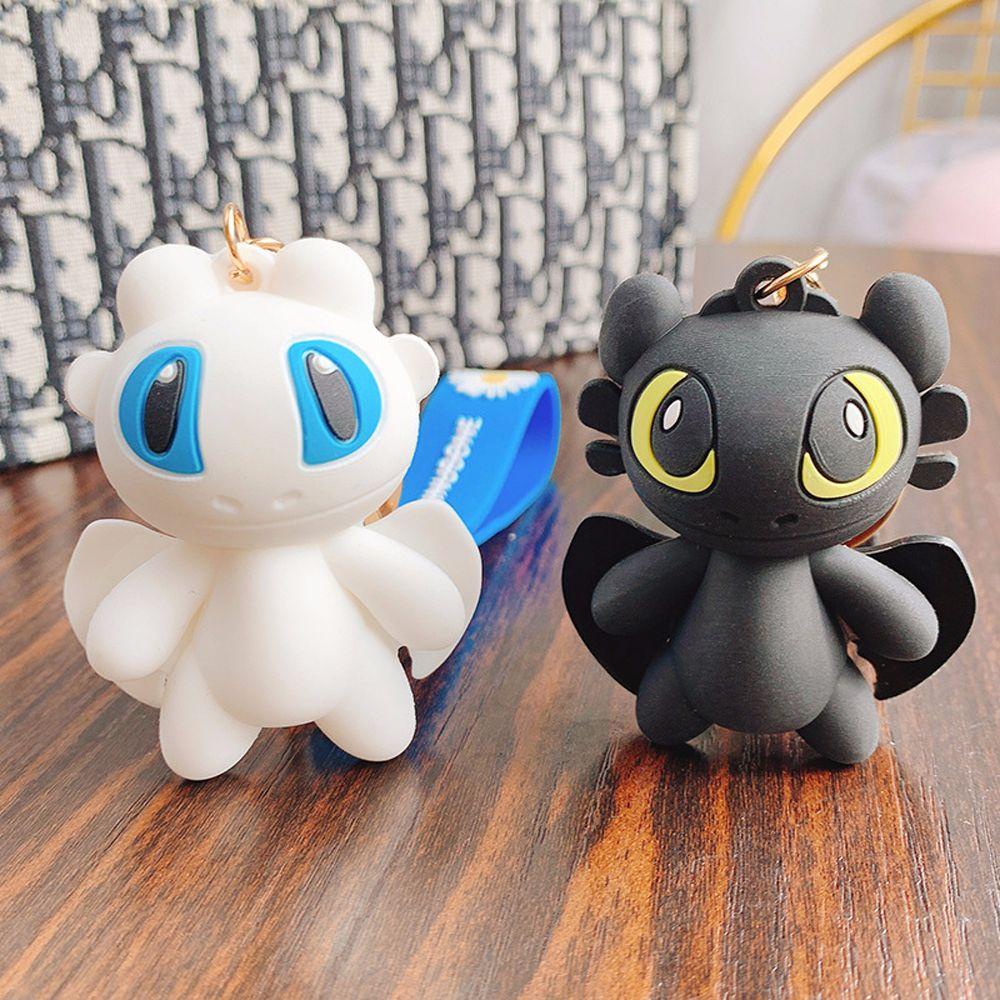 SEPTEMBER Anime Doll Anime How to Train Your Dragon Cartoon Character Couple Keyring Toothless Keychains Key Chain toys For Children Children Toys Bag Pendant Car Key Chain Action Figures Dragon 3 Light Fury/Multicolor