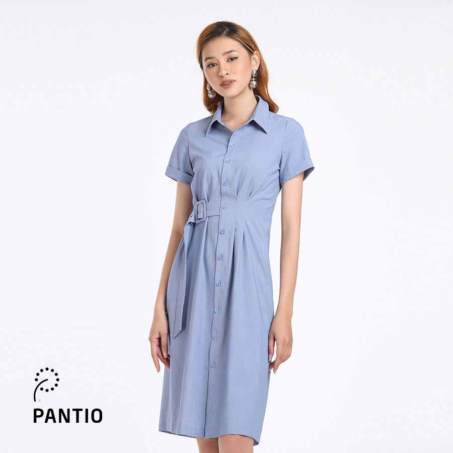 FDC52538 - Đầm công sở ngắn tay cổ sơ mi thời trang - PANTIO