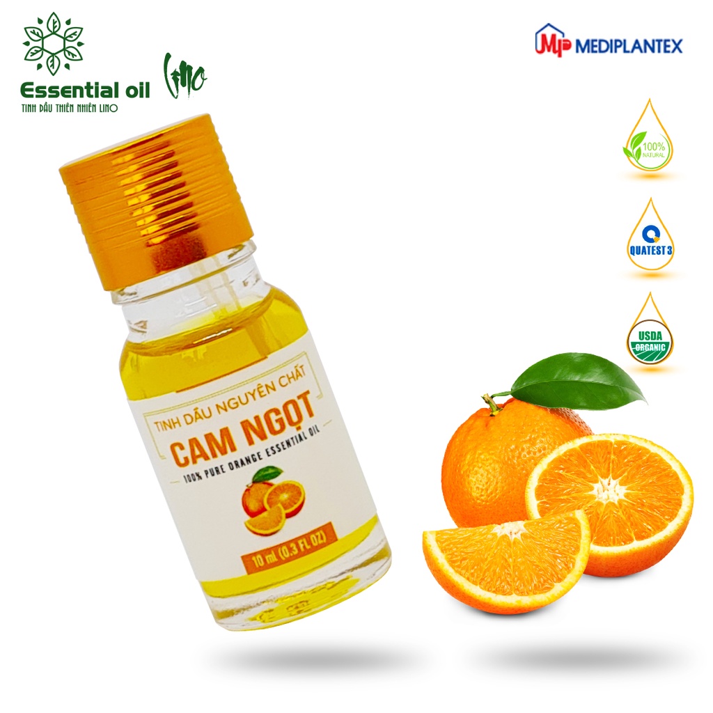 Tinh dầu cam ngọt LINO 10ml, tinh dầu thiên nhiên nguyên chất từ công ty dược Mediplantex giúp thơm phòng, khử mùi
