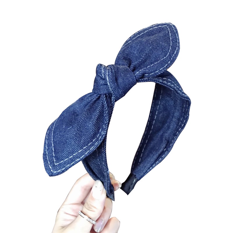 Băng Đô Vải Denim Cột Nơ Mỏng Thiết Kế Đơn Giản Phong Cách Hàn Quốc Xinh Xắn Cho Nữ