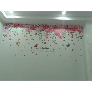 decal dán tường tán hoa anh đào