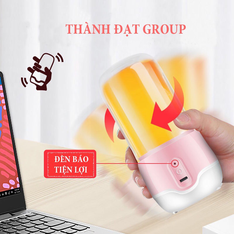 Máy Xay Sinh Tố Cầm Tay, Máy Xay Sinh Tố Mini 4 Lưỡi Hàng Nhập Khẩu Sạc Bằng Pin Nhỏ Gọn Dễ Vệ Sinh