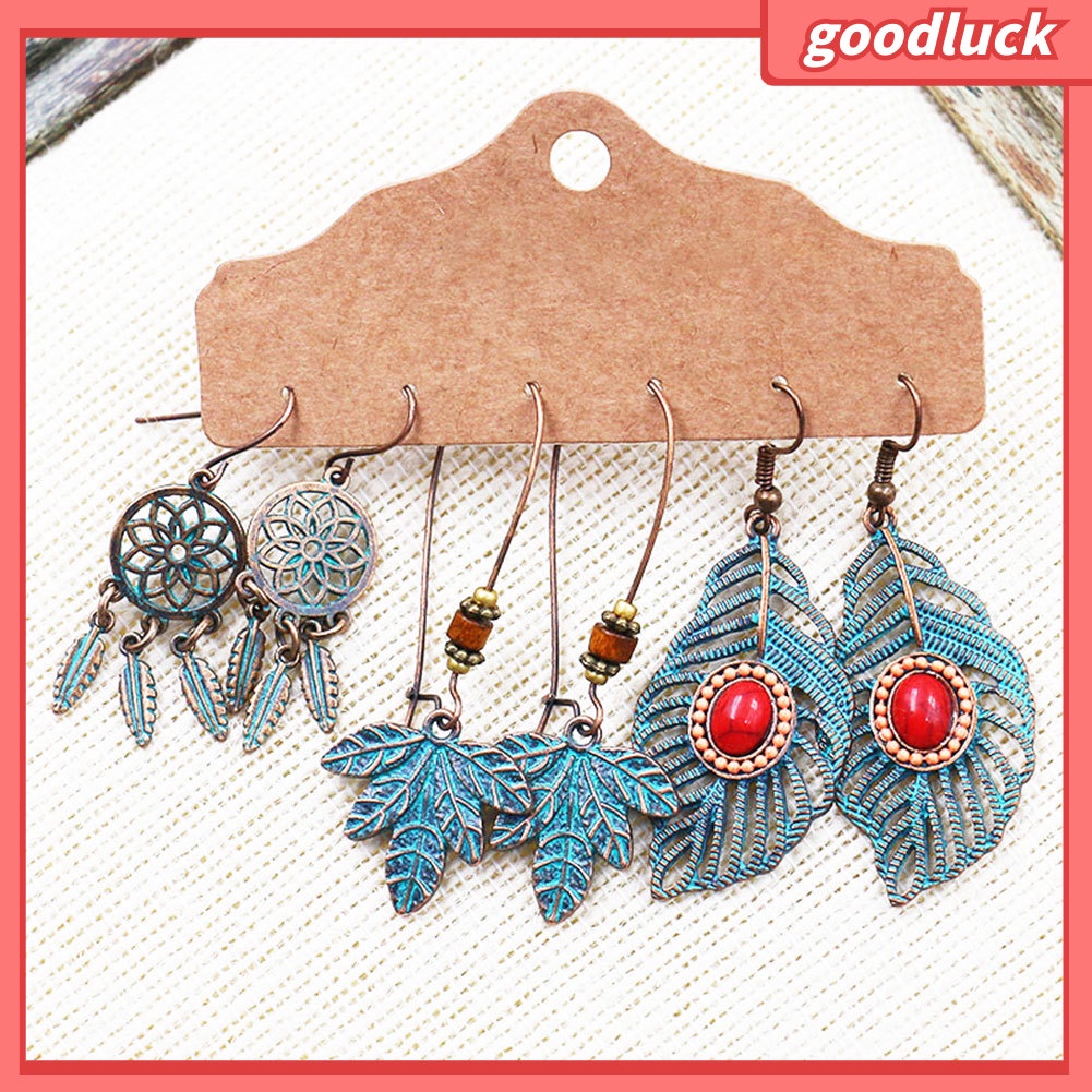 Set 3 Đôi Khuyên Tai Hình Chiếc Lá Thời Trang Cho Nữ