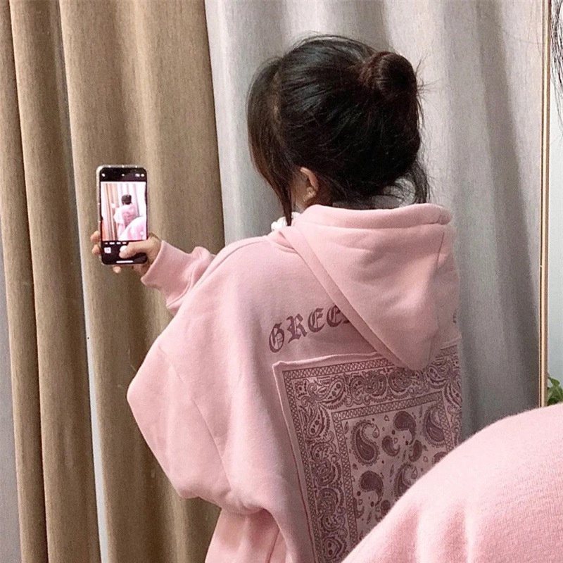 Áo Hoodie Bandana - Rere.Store [FREESHIP] - Áo hoodie hồng nữ form rộng họa tiết hot trend Bandana | BigBuy360 - bigbuy360.vn