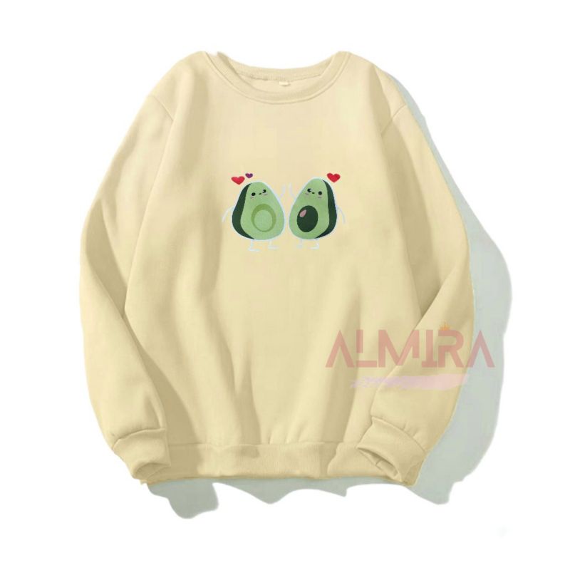 Áo Sweater Nỉ Quả Bơ Form Rộng Unisex, Áo Nỉ Cổ Tròn Nam Nữ Nhiều Màu
