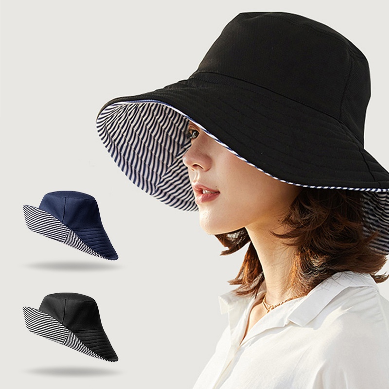 Nón Tai Bèo Rộng Vành Chống Tia UV Thiết Kế Hai Mặt Có Thể Gấp Gọn Thời Trang Đi Biển Mùa Hè Cho Nữ