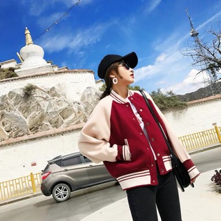 Áo khoác nỉ bóng chày Bomber đỏ- Order