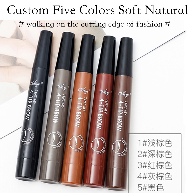 Bút Kẻ Lông Mày Bốn Đầu Chống Thấm Nước Tiện Lợi