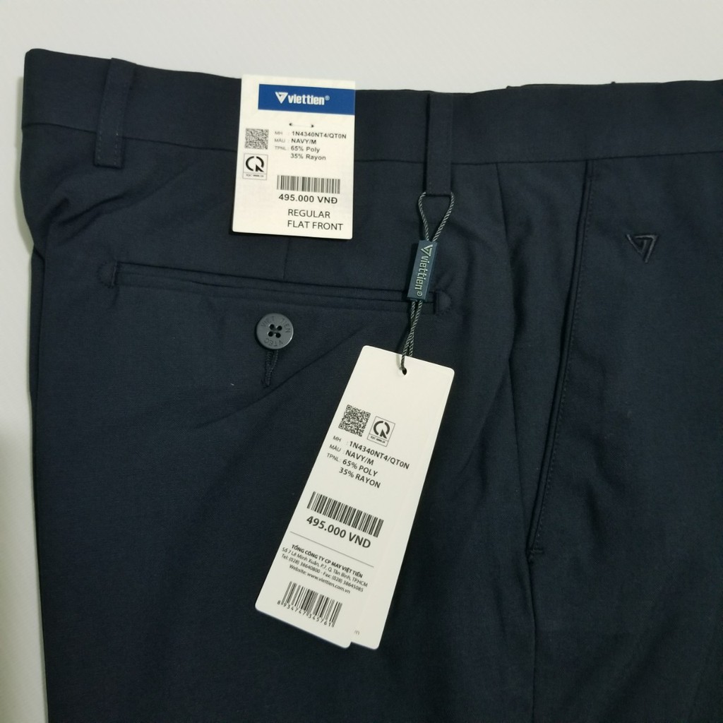 Quần tây nam Việt Tiến màu XANH ĐEN trơn - phom suông REGULAR- có ly và không ly- SHOP HỨA
