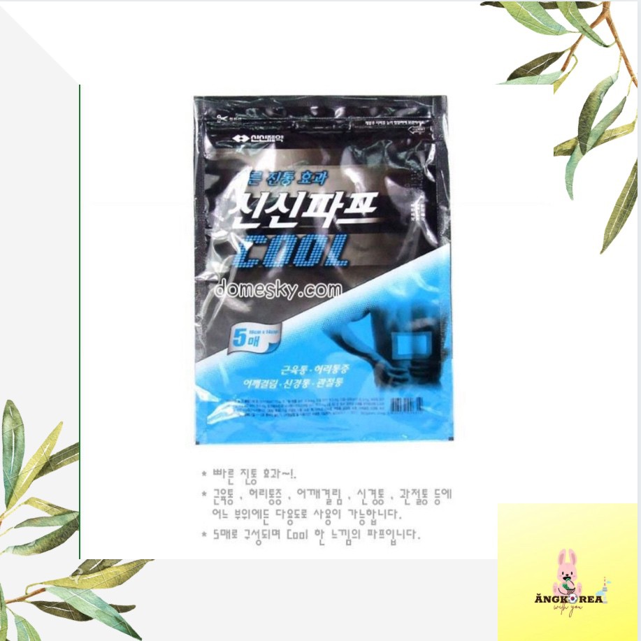 Cao Dán Hàn Quốc SinsinPas Cool Loại Miếng Dán Lạnh Không Mùi Thoải Mái Sử Dụng Cả Ngày 1 Gói Gồm 5 Miếng Nhỏ