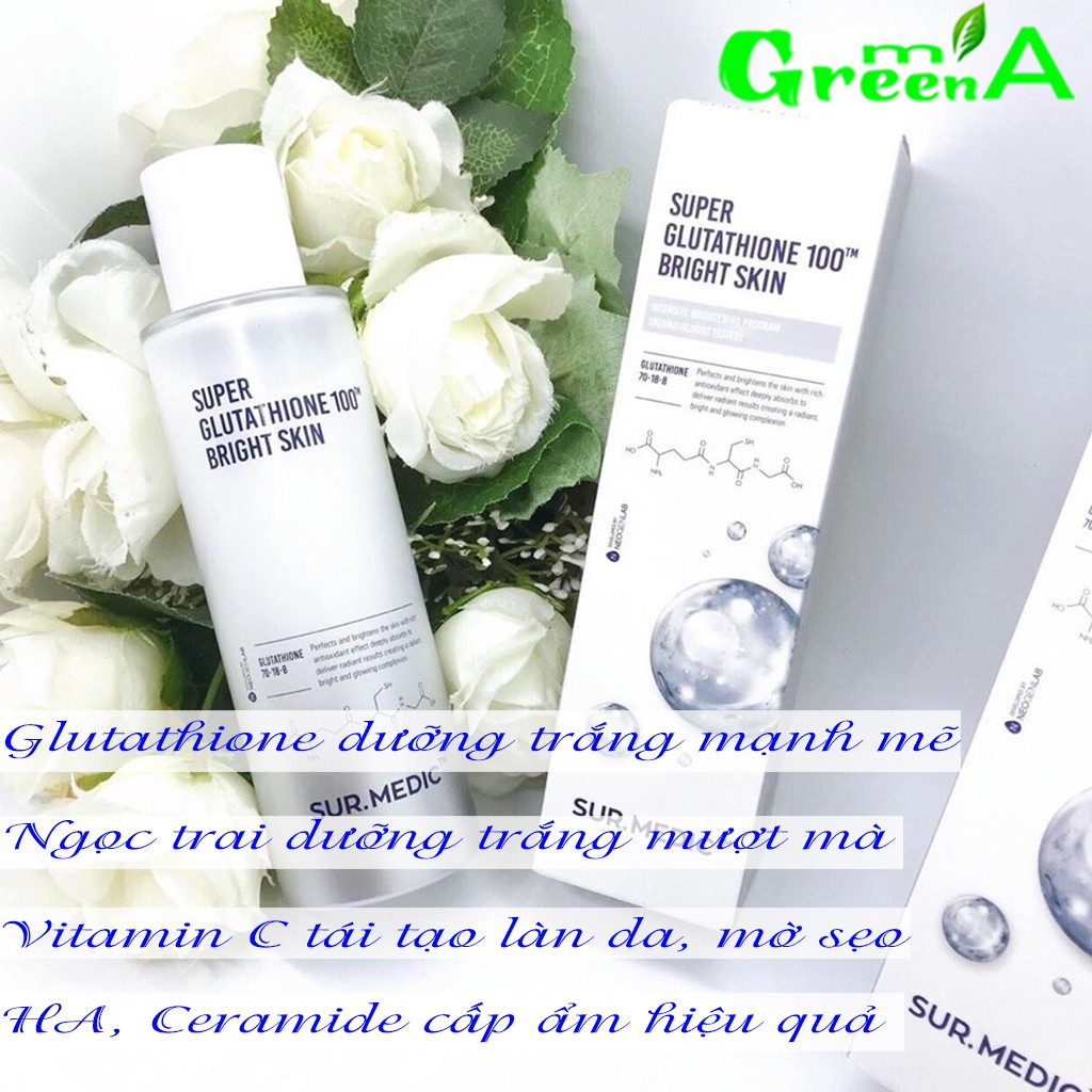 Toner Sur Medic Nước Hoa Hồng Dưỡng Trắng Da Sur.Medic+ Super Glutathione 100 Bright Skin 145ml [NHẬP KHẨU CHÍNH HÃNG]