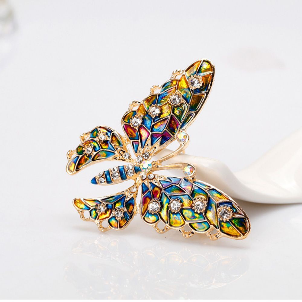 Huy hiệu cài áo hình bướm đính đá nhiều màu