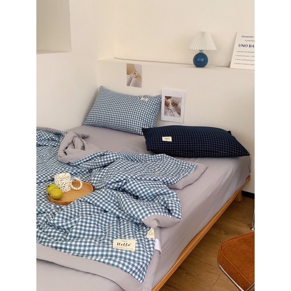 Set Đũi Hoạt Tính Chăn Hè , Hoạ Tiết Kẻ Ô Nhiều Màu Sắc (shinbedding)