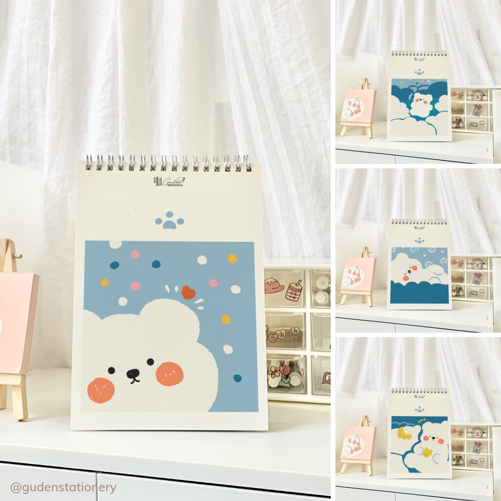 Sổ tay cỡ A5 gấu trắng dễ thương 120 trang_Guden Stationery