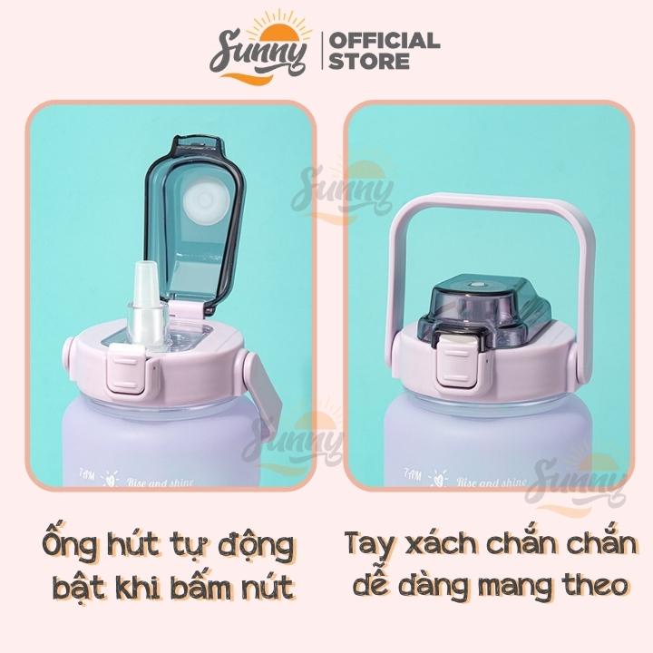 Bình nước 2 lít tặng Sticker có vạch báo dành cho người lười uống nước - Bình đựng nước chính hãng Sunny BN1