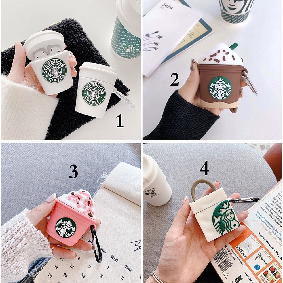 Vỏ Bảo Vệ Hộp Sạc Tai nghe không dây Airpods 1 / 2 Hình Ly Cà Phê Starbucks