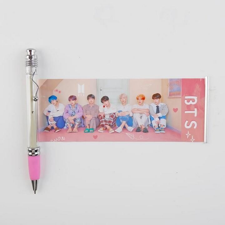 Bút bts ảnh kéo mẫu mới nền cam bút viết kéo hình idol Hàn Quốc dễ thương