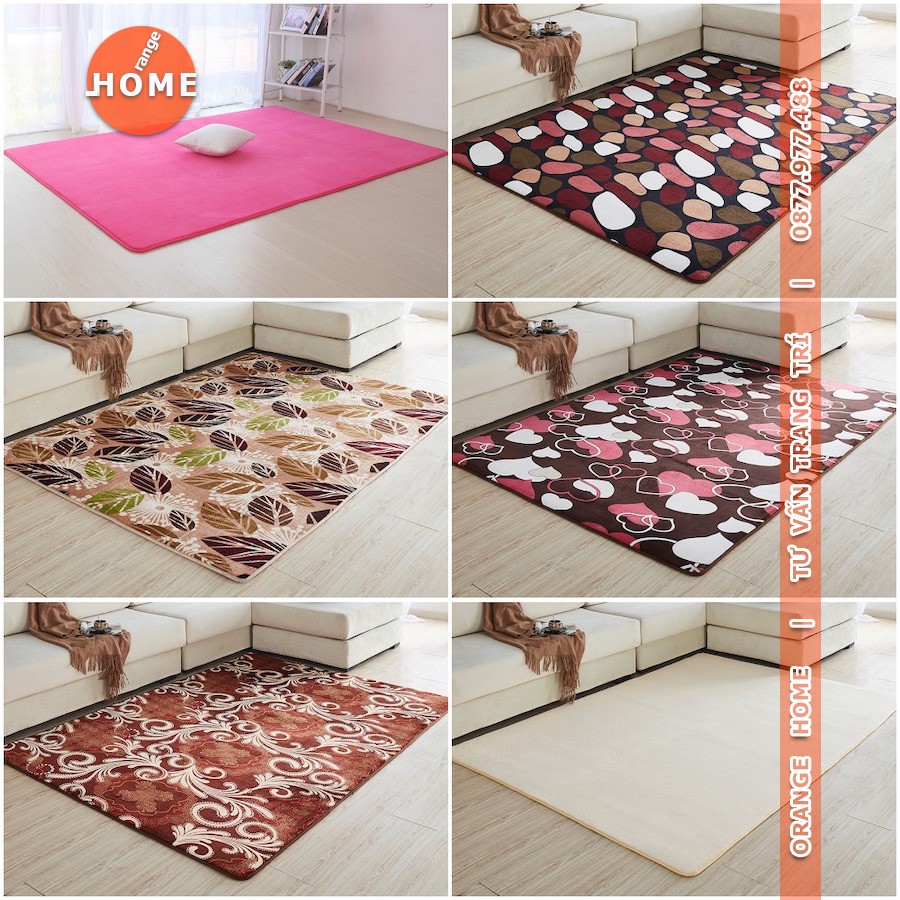 Thảm trải sàn phòng khách giá rẻ màu Đỏ vang | Nhung nỉ  | Nhiều Size