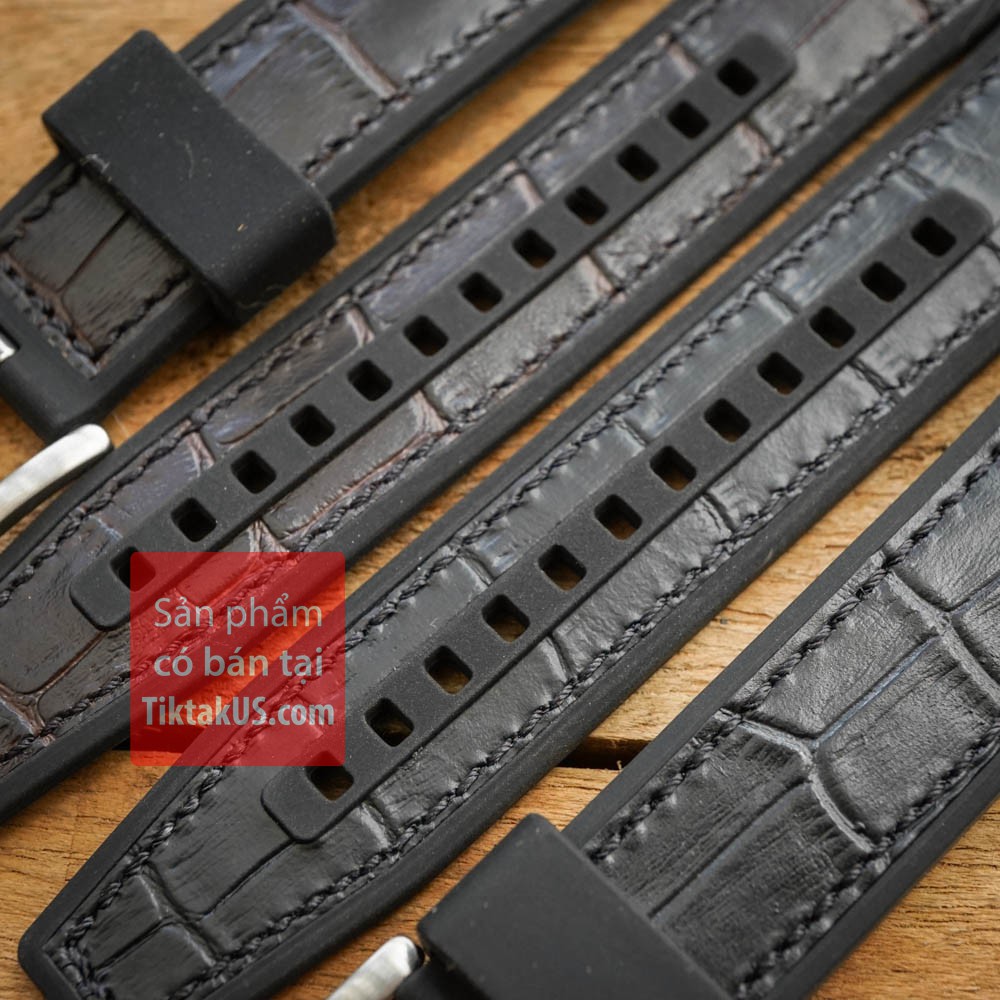 Dây da đồng hồ 22mm chống thấm nước cho đồng hồ thể thao , đồng hồ thông minh smart watch KX007, SKX009,Seiko 5 sport