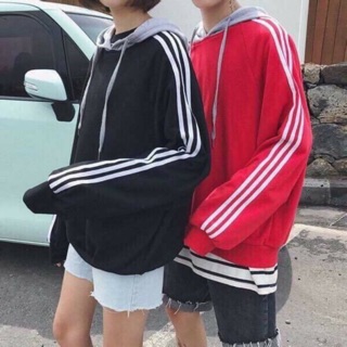 Áo hoodie sọc phối nón