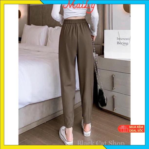 Quần baggy nữ bo gấu - Quần baggy thiết kế có khoá kéo lưng chun siêu tiện | BigBuy360 - bigbuy360.vn