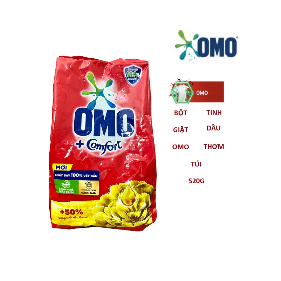 [HCM] túi Bột Giặt Omo TDT 520G gói nhỏ tiện dụng