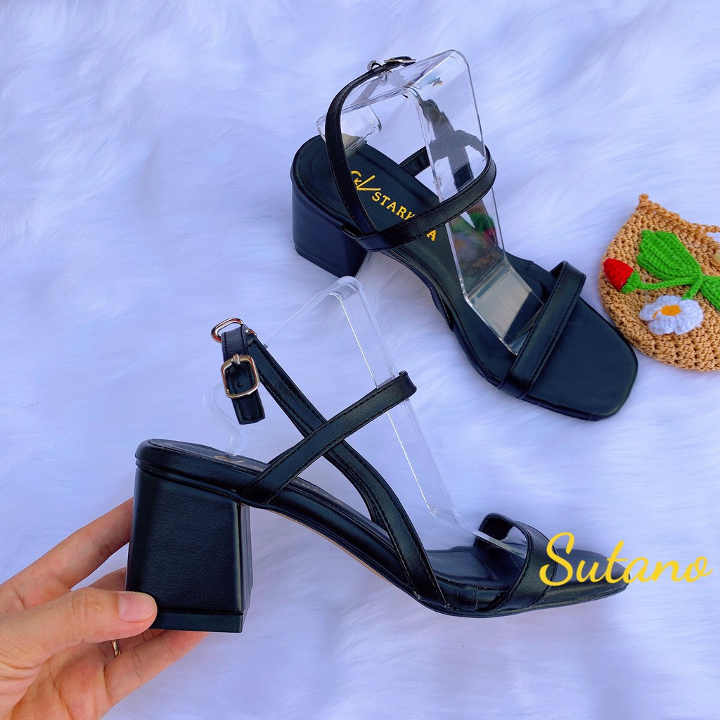 Giày cao gót sandal 5 phân gót vuông dây mảnh nữ tính sang chảnh CG198 | BigBuy360 - bigbuy360.vn