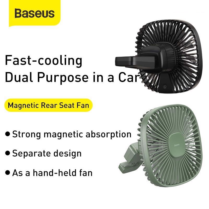Quạt mini gắn lưng ghế dùng trên xe ô tô Baseus Natural Wind Magnetic Rear Seat Fan (pin sạc 1000mAh, 2 cấp tốc độ..) ❤