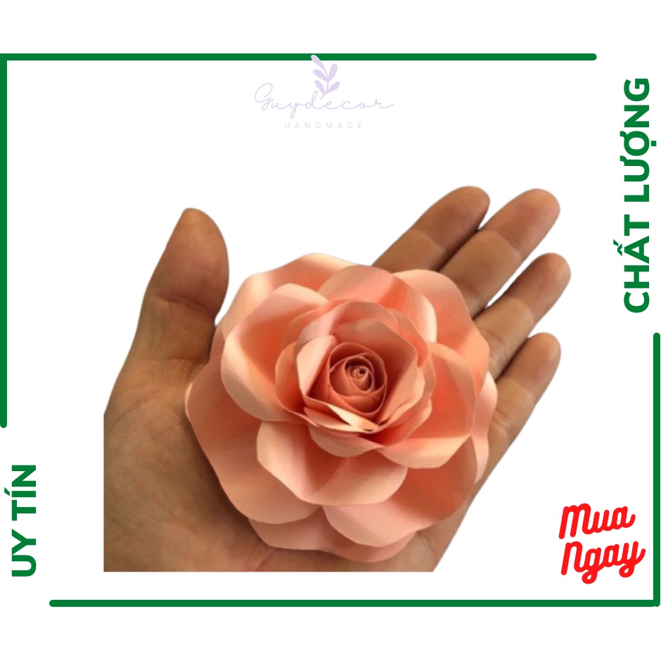 Hoa Giả , Hoa Hồng Giấy Mỹ Thuật Size 15cm Trang Trí Backdrop, Spa, Shop