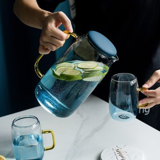 Bộ bình ly cốc Ocean Aqua [FREE SHIP] Thuỷ tinh XANH CHỊU NHIỆT combo 6 cốc và bình ocean