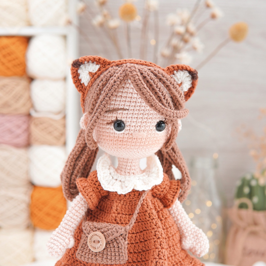 Búp bê Mia bằng len móc handmade dễ thương cho bé, búp bê nhồi bông 100% sợi cotton - Ami House