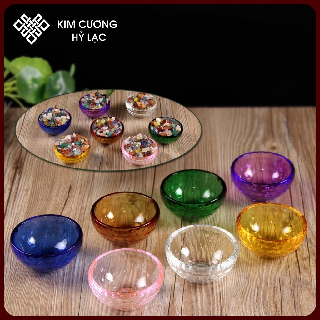Chén Cúng Nước [Kim Cương Hỷ Lạc] Thủy Tinh 7 Màu