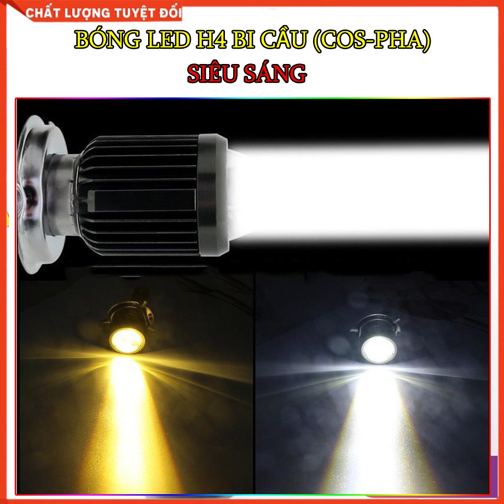 BÓNG LED H4 TÍCH HỢP BI CẦU MINI CÓ COS-PHA ( GIÁ 1 BÓNG)