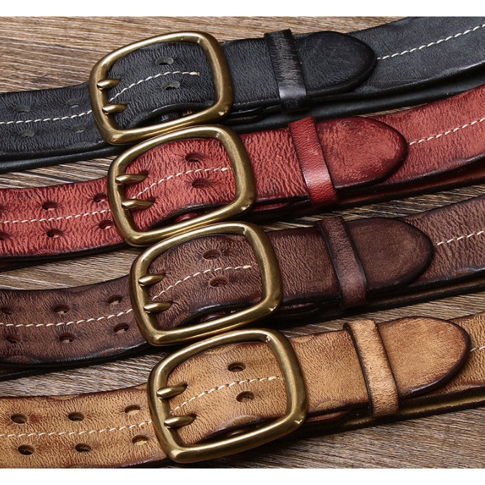 Thắt lưng da 2 kim Retro ( 4mm)_dã ngoại_du lịch
