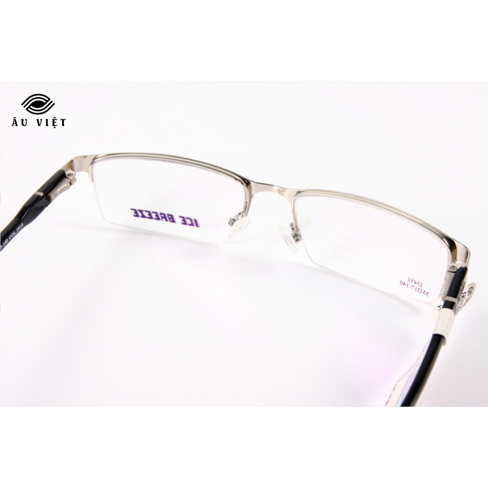 Gọng kính nhựa và kim loại Ice Breeze I-3451 nam dáng chữ nhật vuông màu bạc Full box