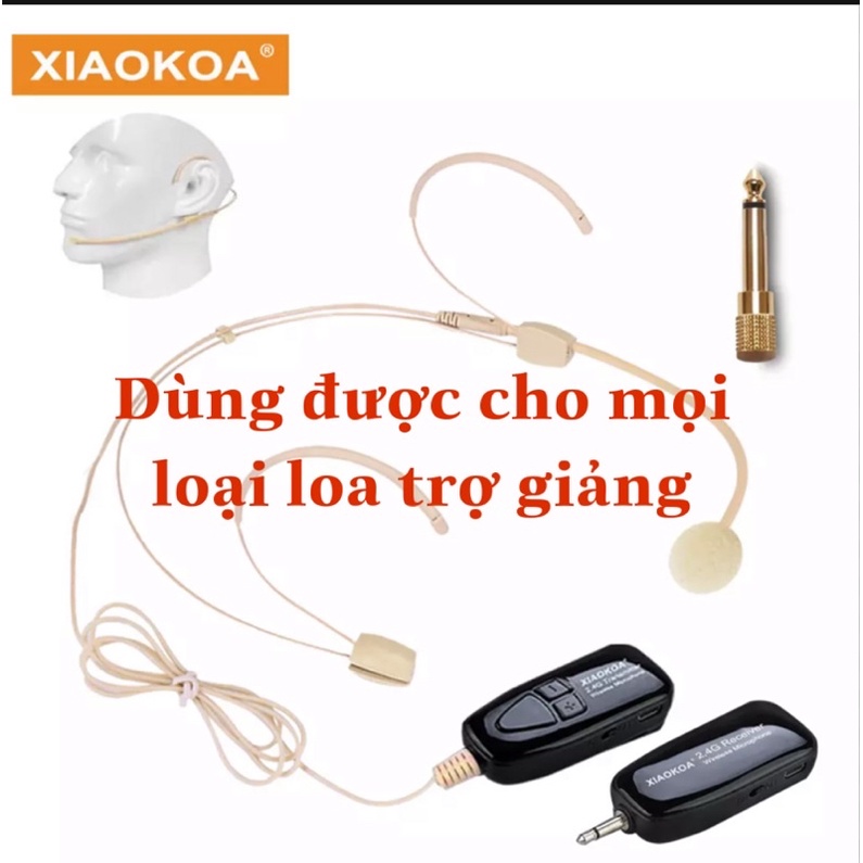 Micro không dây cài tai màu da 2.4G cao cấp, dùng được cho mọi loại loa trợ giảng