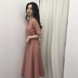 [ORDER] Váy kẻ caro đai nơ lưng (kèm feedback)