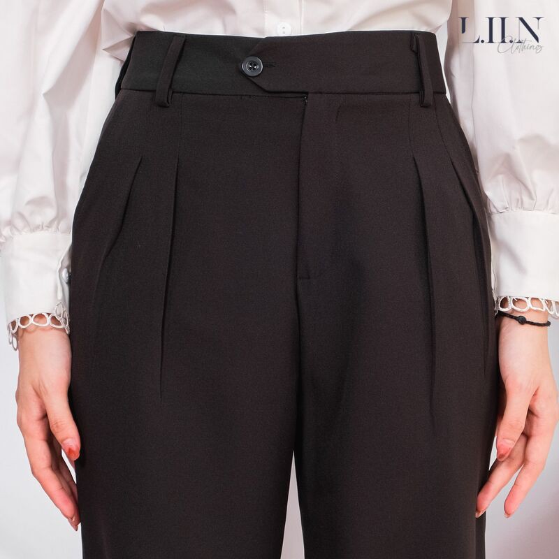 Quần tây nữ công sở Liin clothing phong cách basic, màu đen phối cúc gấu năng động Q3098 | BigBuy360 - bigbuy360.vn