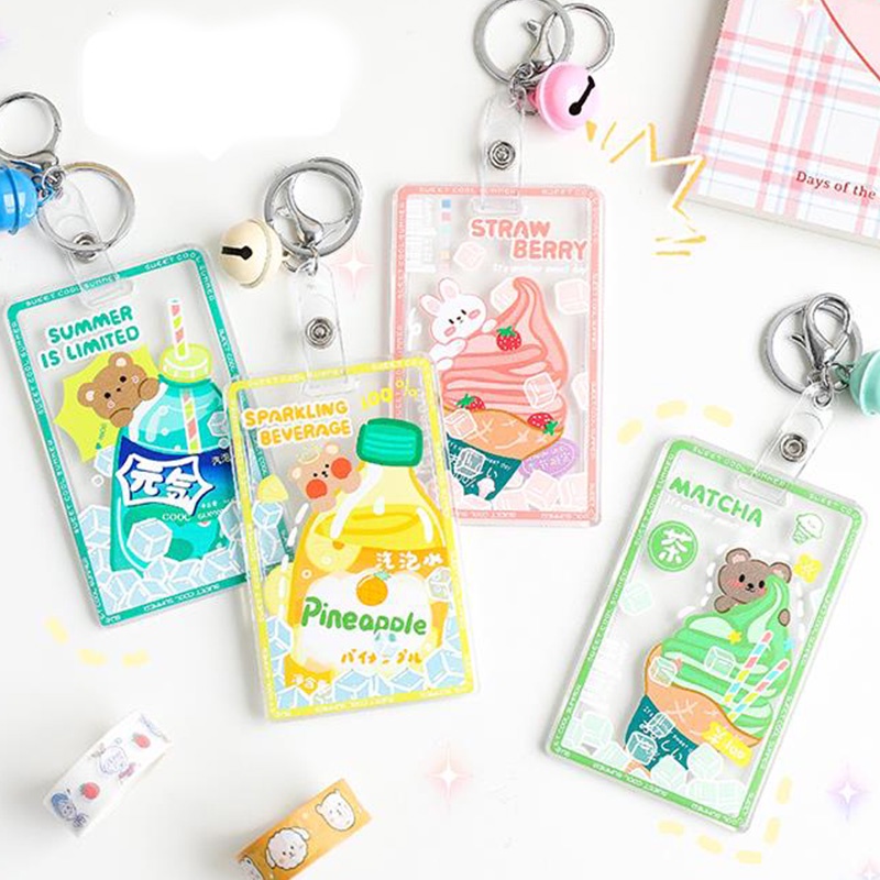 Hộp Đựng Thẻ Chất Liệu Acrylic Trong Suốt Chống Thấm Nước Di Động In Hình Hoạt Hình Kèm Chuông Nhỏ Cho Học Sinh