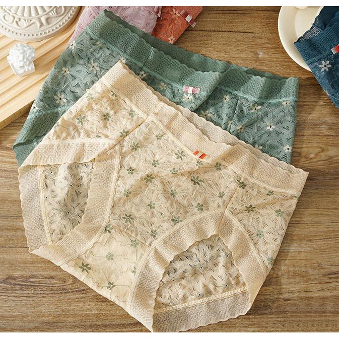 141162 Quần Lót Không Đường May Kháng Khuẩn Chất Liệu Lụa Jacquard Kiểu Pháp