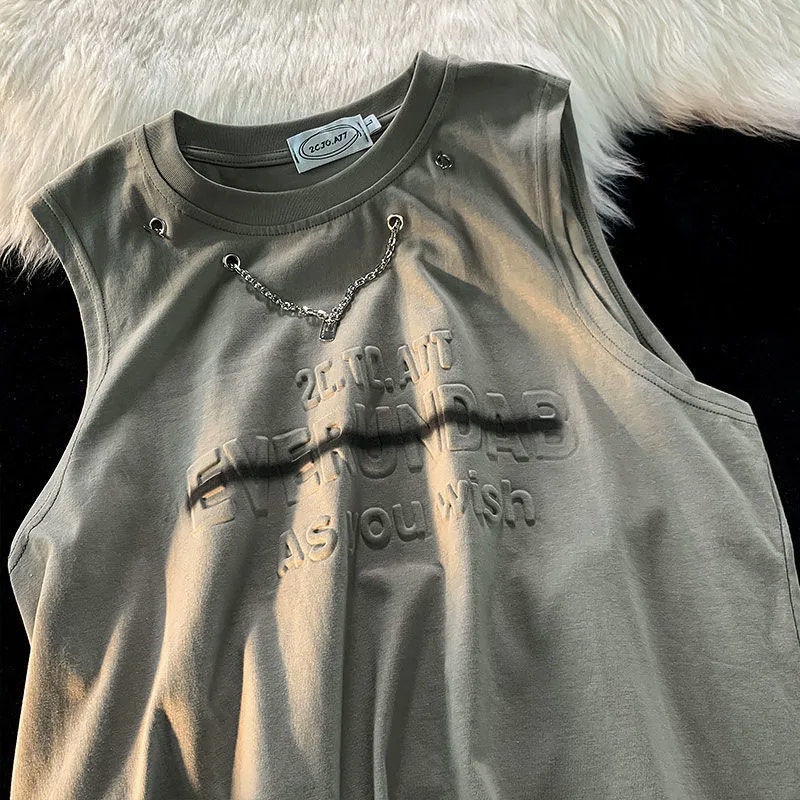 Áo Thun Cotton Ba Chiều Dáng Rộng Phối Vòng cổ Chữ Phong Cách Đường Phố Mỹ Cho Nam