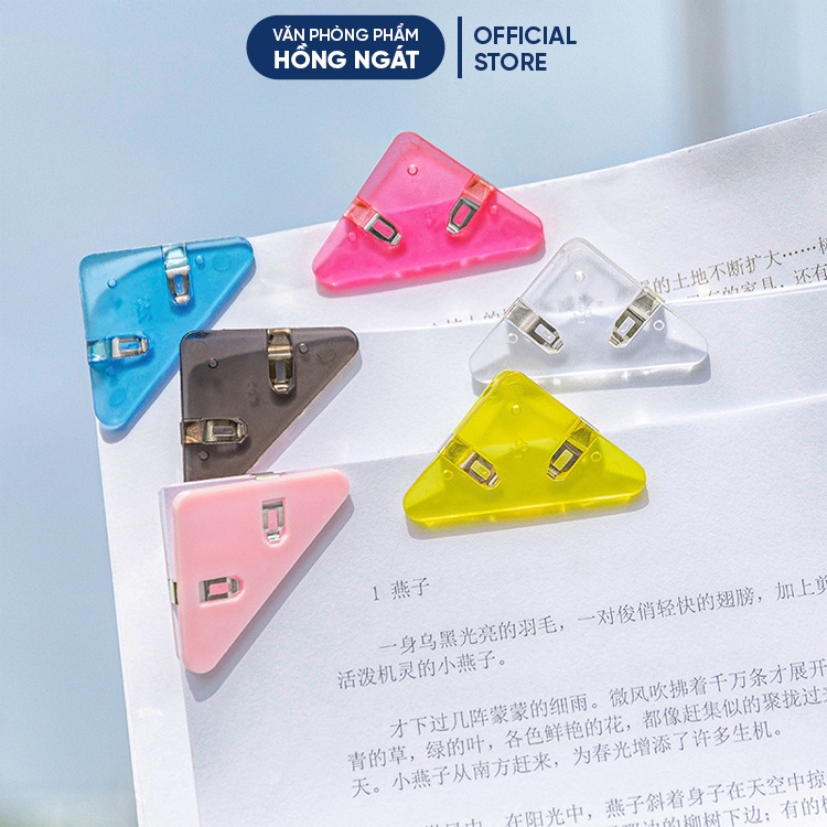 Ghim kẹp giấy hình tam giác cute, kẹp bướm màu kẹp giấy bằng nhựa trong suốt đồ dùng học tập văn phòng phẩm KG05