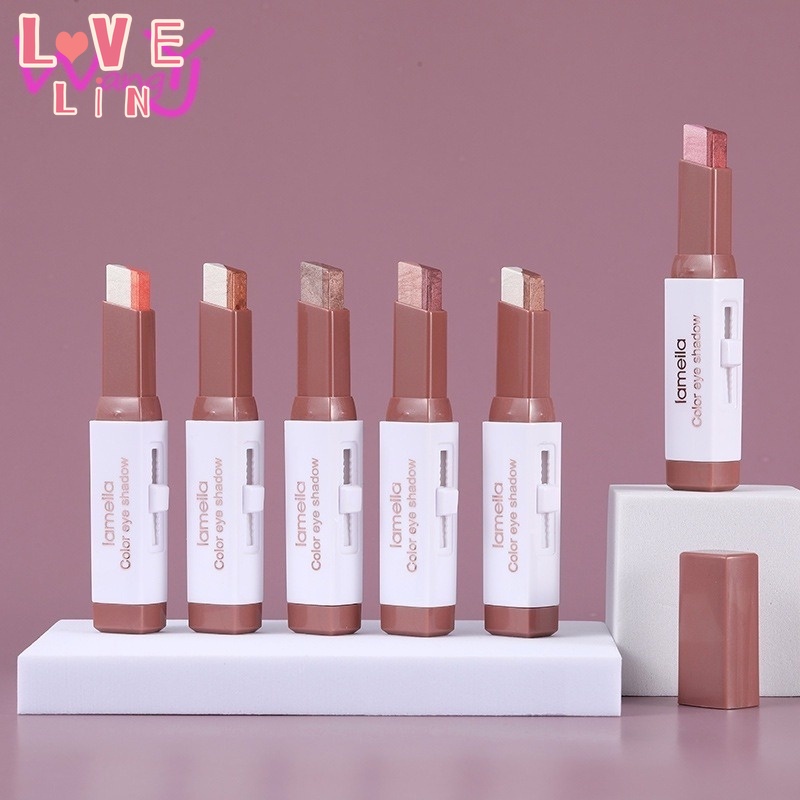 LAMEILA Phấn Mắt Dạng Bút Hai Màu Ánh Ngọc Trai Lấp Lánh Chống Thấm Nước